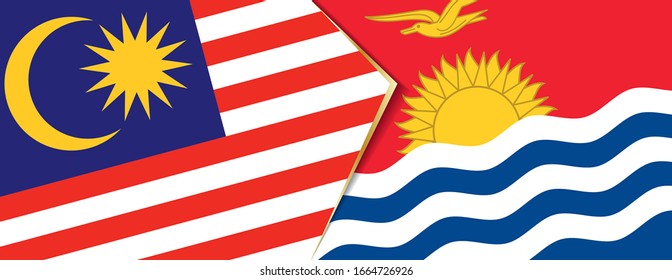 Banderas de Malasia y Kiribati, dos banderas vectoriales símbolo de relación o enfrentamiento.