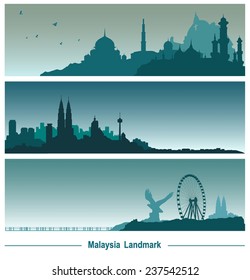 Malaysia landmark banner, vector Illustration.