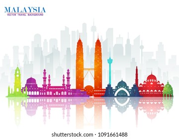 Malaysia Landmark Global Travel And Journey Paper Background. Vector Design Template.used For Your Advertisement, Book, Banner, Template, Travel Business Or Presentation.