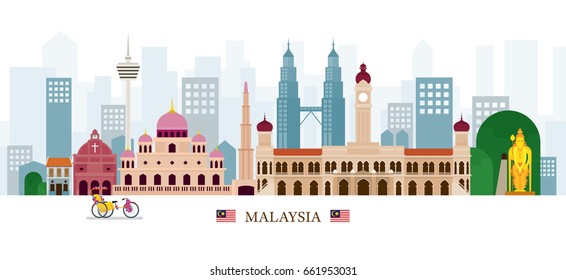 Malaysia Landmarks Skyline, Cityscape, Travel and Tourist Attraction