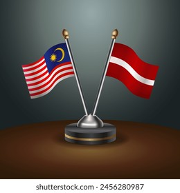 Malaysia and Latvia table flags relation with gradient backgrund