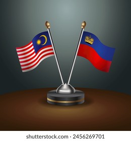 Malaysia and Liechtenstein table flags relation with gradient backgrund