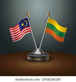 Malaysia and Lithuanian table flags relation with gradient backgrund
