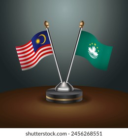 Malaysia and Macao table flags relation with gradient backgrund