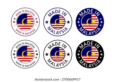 Malaysia Made in Stamp in circle with flag Vector template on white background