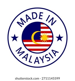 Malaysia Made in Stamp im Kreis mit Flagge Vektor Vorlage auf weißem Hintergrund