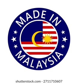 Malaysia Made in Stamp im Kreis mit Flagge Vektor Vorlage auf weißem Hintergrund