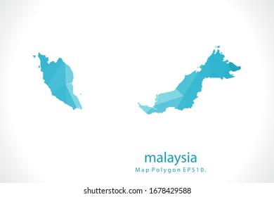 malaysia Map Abstract geometric rumpled triangular low poly style gradient graphic on white background
