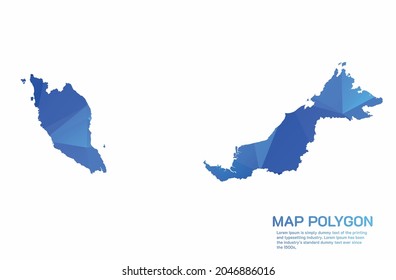 Malaysia Map Abstract geometric rumpled triangular low poly style gradient graphic on white background