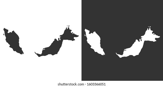 Malaysia Map With Black and White Vector