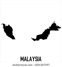 malaysia Mapa - negro Mapa del mundo Plantilla de Vector internacional con alto detalle aislado sobre fondo blanco - Vector