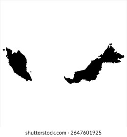 Malaysia Map - black World Map International vector template with High detailed isolated on white background - Vector