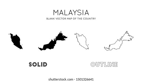 Malaysia map. Blank vector map of the Country. Borders of Malaysia for your infographic. Vector illustration.