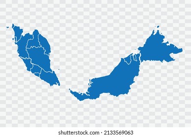 Malaysia Map blue Color on Backgound png
