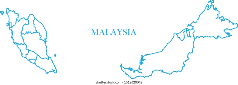 Malaysia map blue color vector