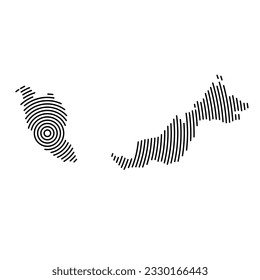 Malaysia map country from futuristic concentric black circles