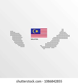 Malaysia Map design with flag and light background vector 