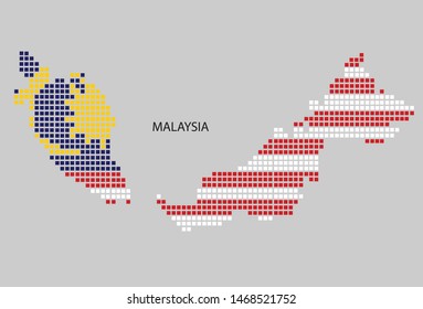Malaysia map design flag Malaysia square, white background.