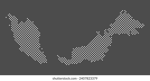 Malaysia map dot on gray background.  Dotted map of Malaysia. Vector for your web site design, app, UI. Eps10.