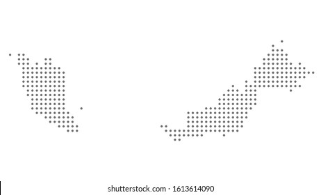 Malaysia map dotted, grey point, on white background.