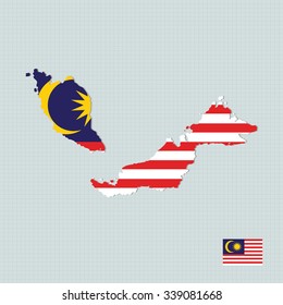 Malaysia map and flag