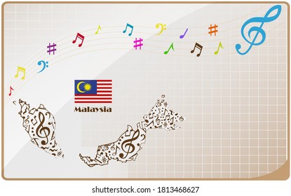 Malaysia  map flag made from music notes. 