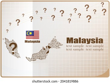 Malaysias Kartenflagge aus Fragezeichen.