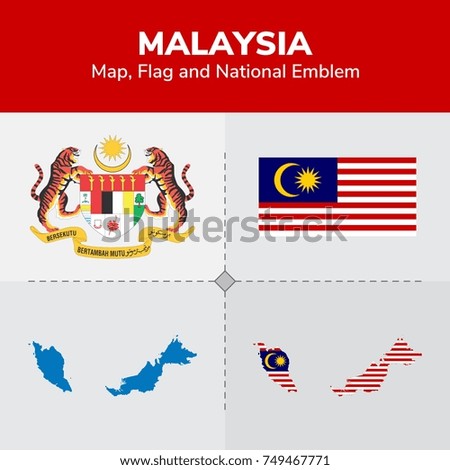  Malaysia Map, Flag and National Emblem 