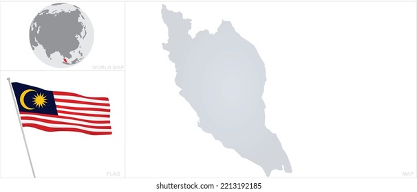 Malaysia map and flag. vector