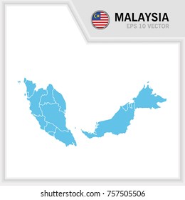 malaysia map and flag in white background