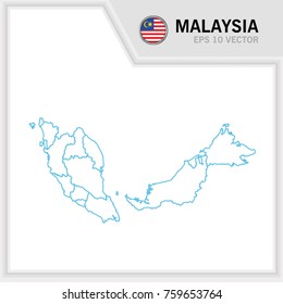malaysia map and flag in white background