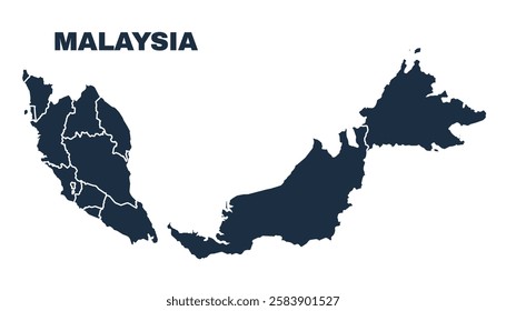 Malaysia map flat border outline vector