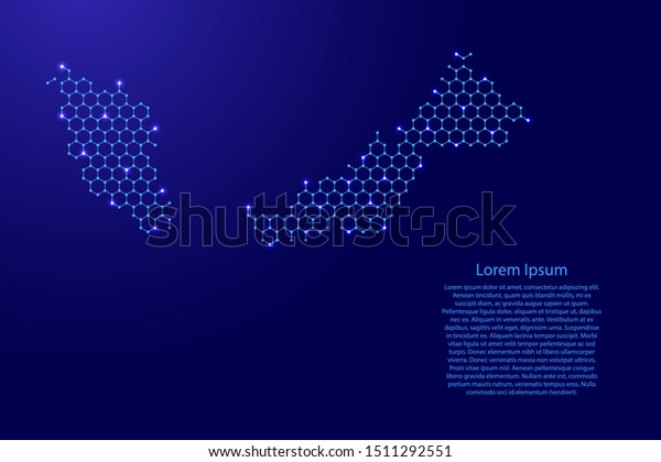 Malaysia Map Futuristic Hexagonal Shapes Lines Stock Vector (Royalty ...