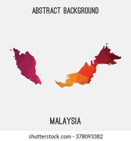 Malaysia map in geometric polygonal style.Abstract tessellation,modern design background. Vector illustration EPS8