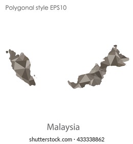 Malaysia map in geometric polygonal style.Abstract tessellation,modern design background. 