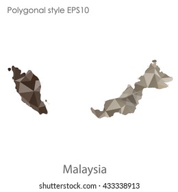 Malaysia map in geometric polygonal style.Abstract tessellation,modern design background. 