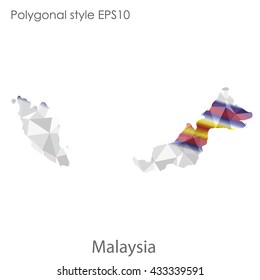 Malaysia map in geometric polygonal style.Abstract tessellation,modern design background.