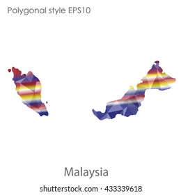 Malaysia map in geometric polygonal style.Abstract tessellation,modern design background.