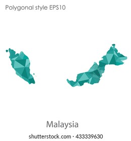 Malaysia map in geometric polygonal style.Abstract tessellation,modern design background.