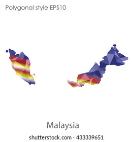 Malaysia map in geometric polygonal style.Abstract tessellation,modern design background.