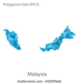 Malaysia map in geometric polygonal style.Abstract tessellation,modern design background.