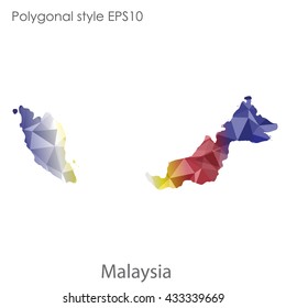 Malaysia map in geometric polygonal style.Abstract tessellation,modern design background.