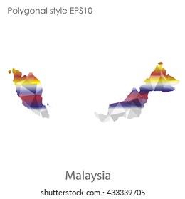 Malaysia map in geometric polygonal style.Abstract tessellation,modern design background.