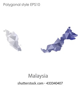 Malaysia map in geometric polygonal style.Abstract tessellation,modern design background.