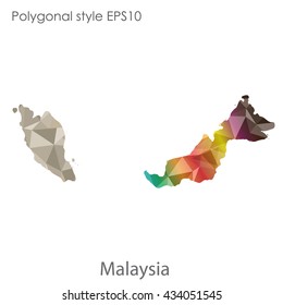 Malaysia map in geometric polygonal style.Abstract tessellation,modern design background.