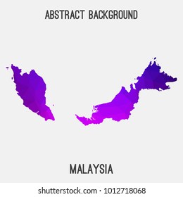 Malaysia map in geometric polygonal,mosaic style.Abstract tessellation,modern design background,low poly. Vector illustration.