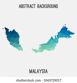 Malaysia map in geometric polygonal,mosaic style.Abstract tessellation,modern design background,low poly. Geometric cover, mockup. Vector illustration.