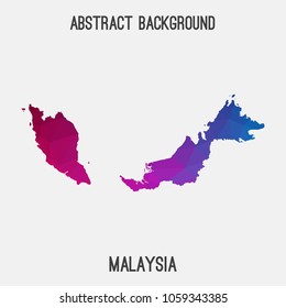 Malaysia map in geometric polygonal,mosaic style.Abstract tessellation,modern design background,low poly. Geometric cover, mockup. Vector illustration.