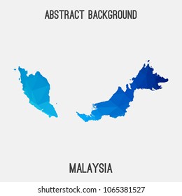 Malaysia map in geometric polygonal,mosaic style.Abstract tessellation,modern design background,low poly. Geometric cover, mockup. Vector illustration.