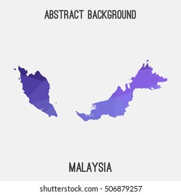 Malaysia map in geometric polygonal,mosaic style.Abstract tessellation,modern design background,low poly. Vector illustration.